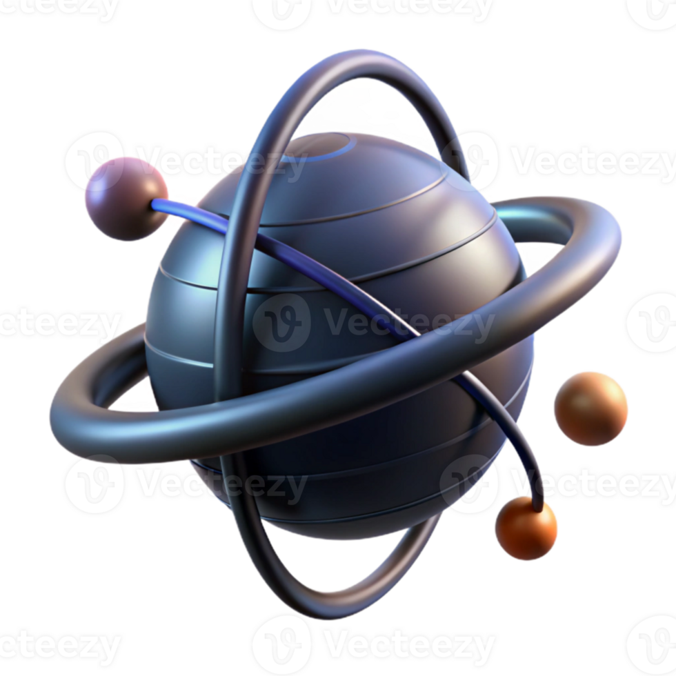 Abstract 3D Model Planetary System, Orbital Rings, Sphere png