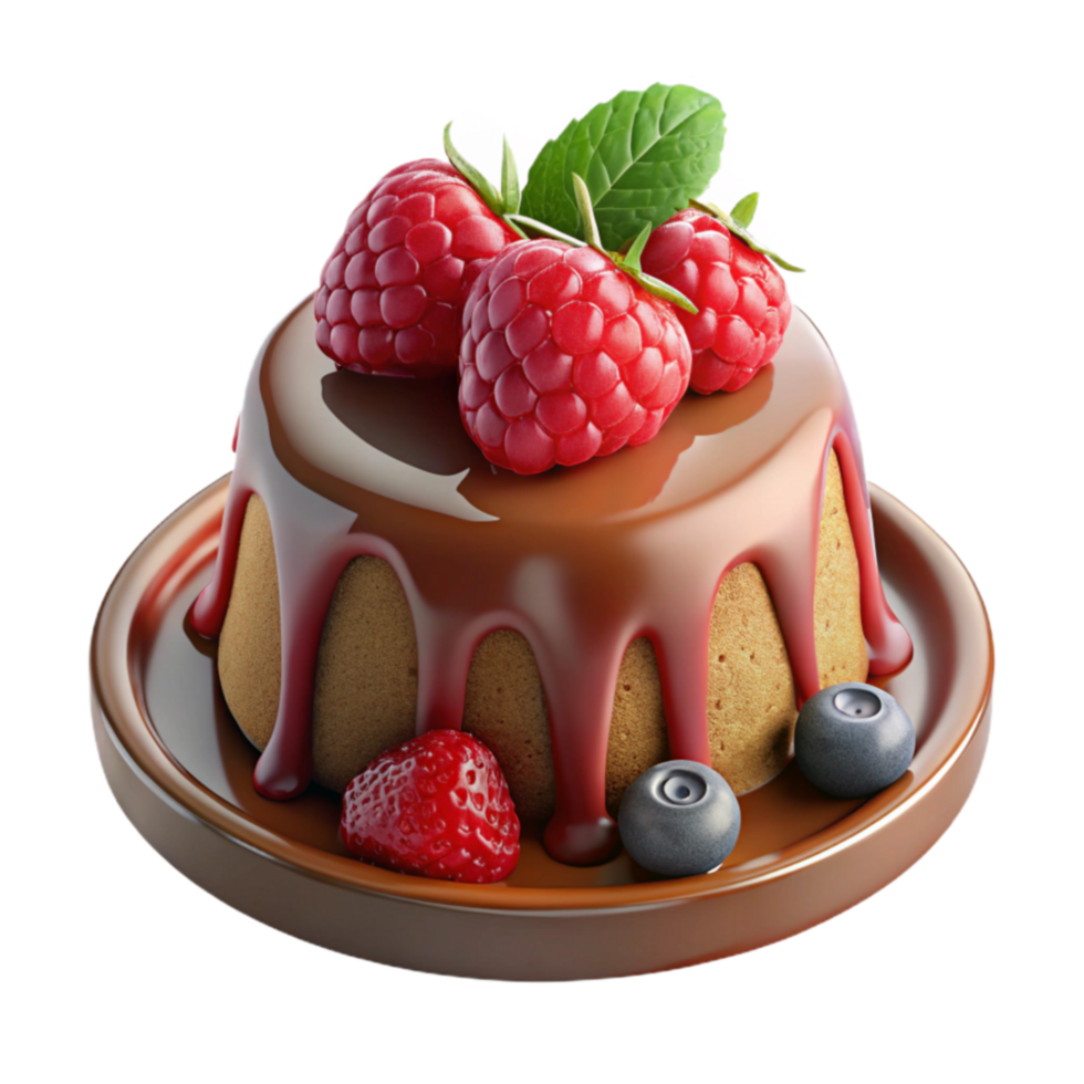 Chocolate Cake with Raspberries and Blueberries png