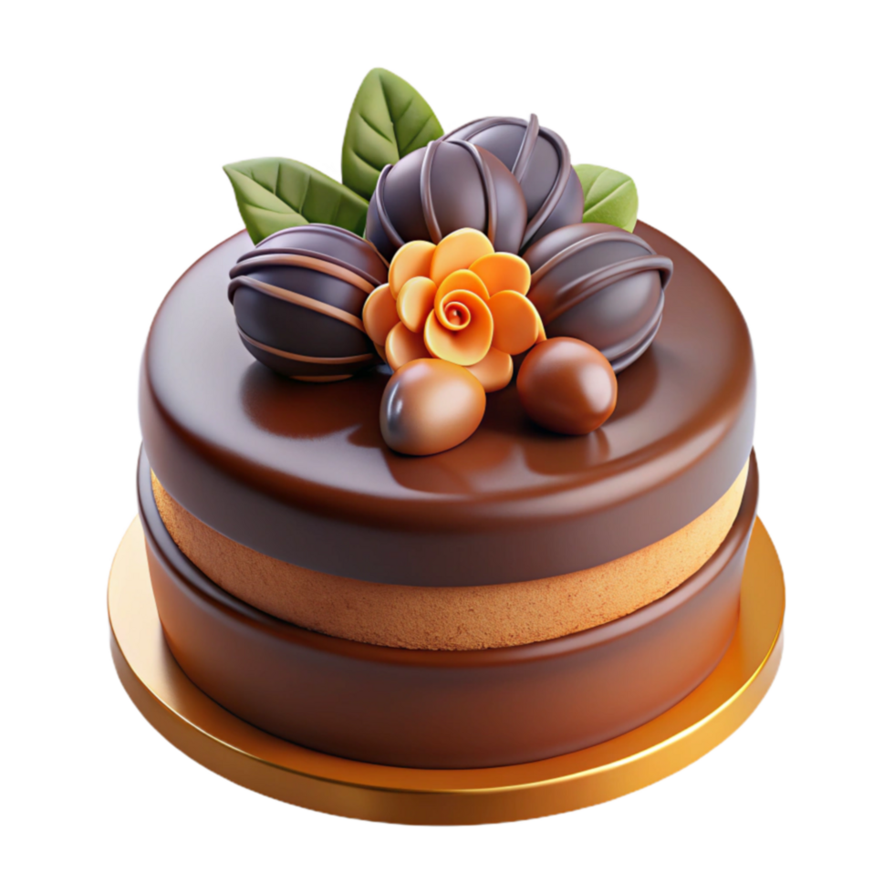 Elegant Chocolate Cake with Candies and Flowers png