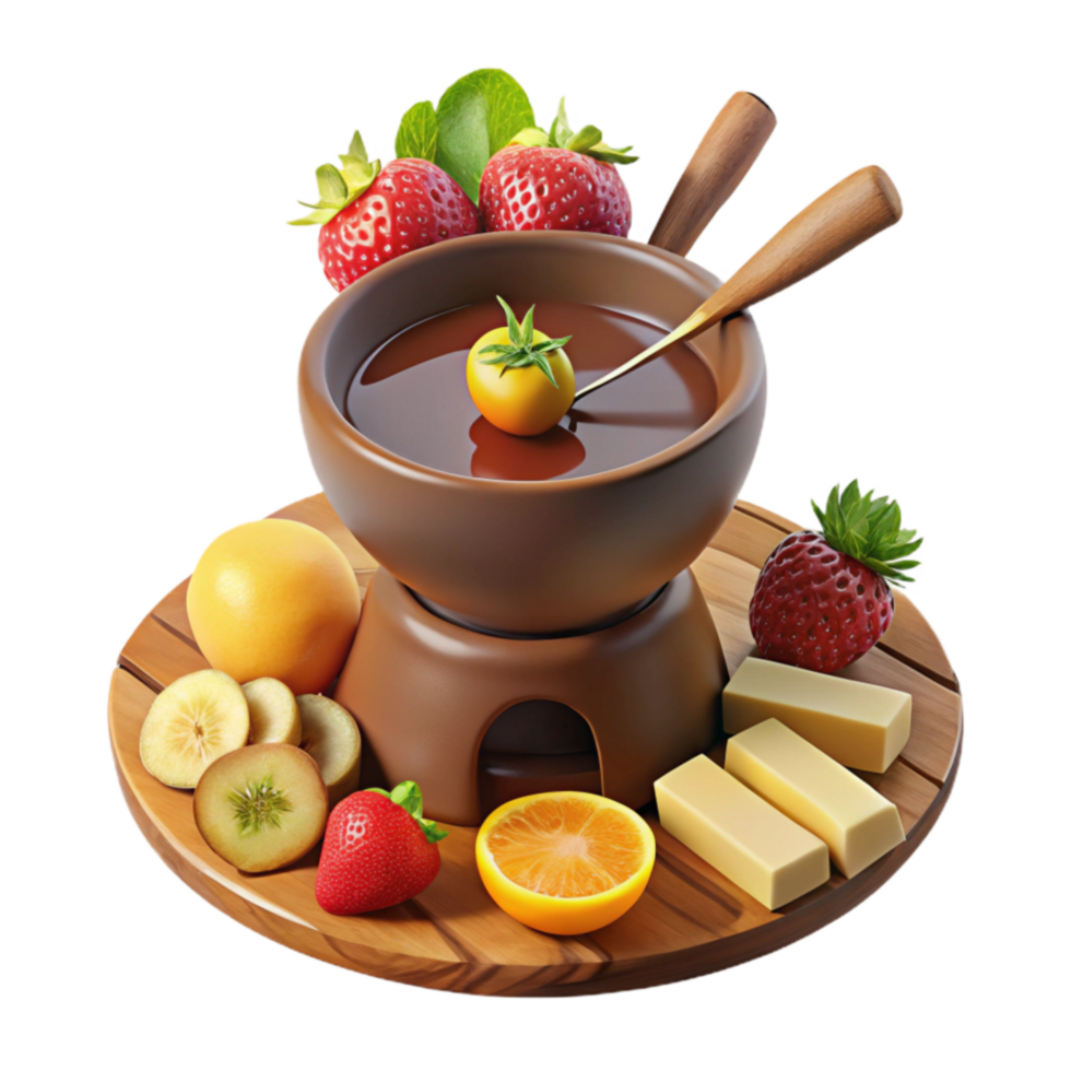 Chocolate Fondue with Fruit White Chocolate png