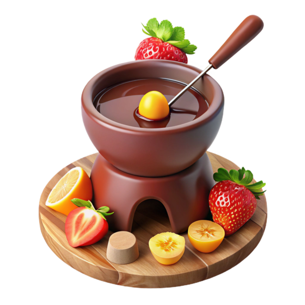 Chocolate Fondue with Fruit Strawberries, Lemon More png
