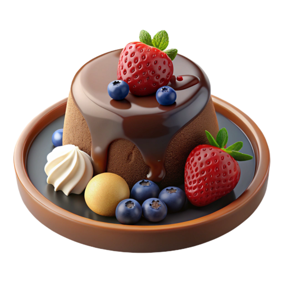 Chocolate Dessert with Berries and Meringue png