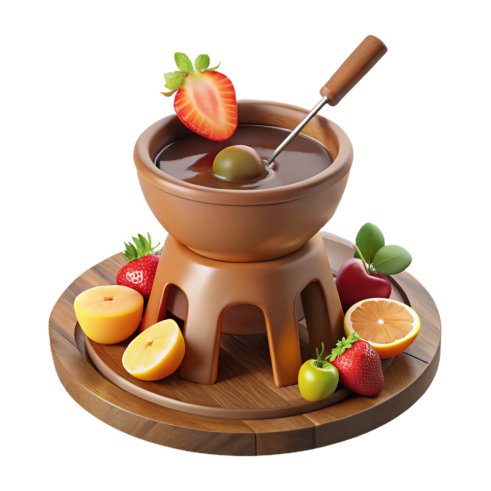Chocolate Fondue with Fresh Fruit A Delicious Dessert png