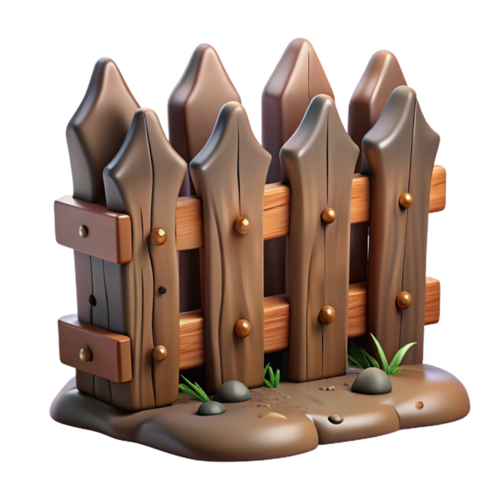 Wooden Fence 3D Model Rustic, Cartoon Style png