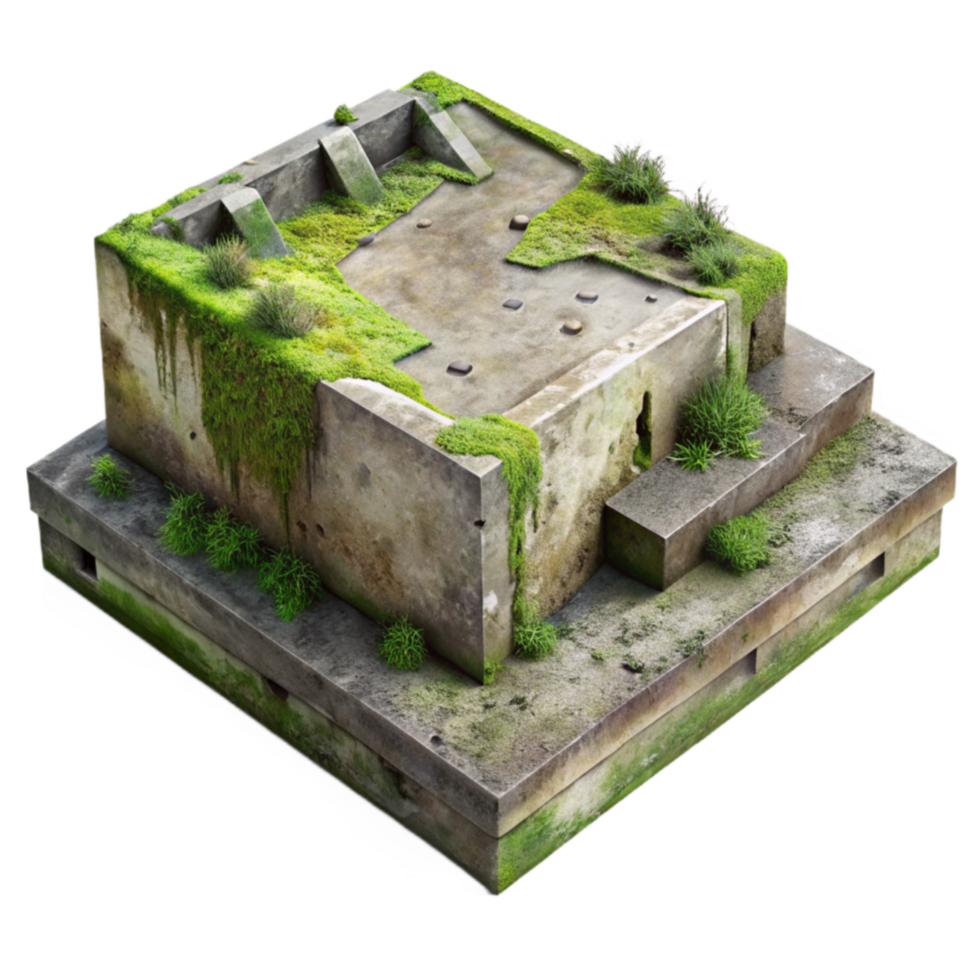 Overgrown Concrete Ruin 3D Model png