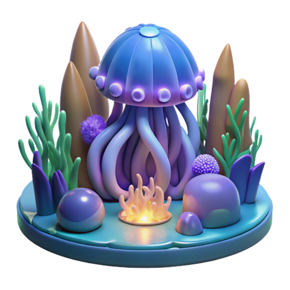 Glowing Jellyfish in Underwater Scene png