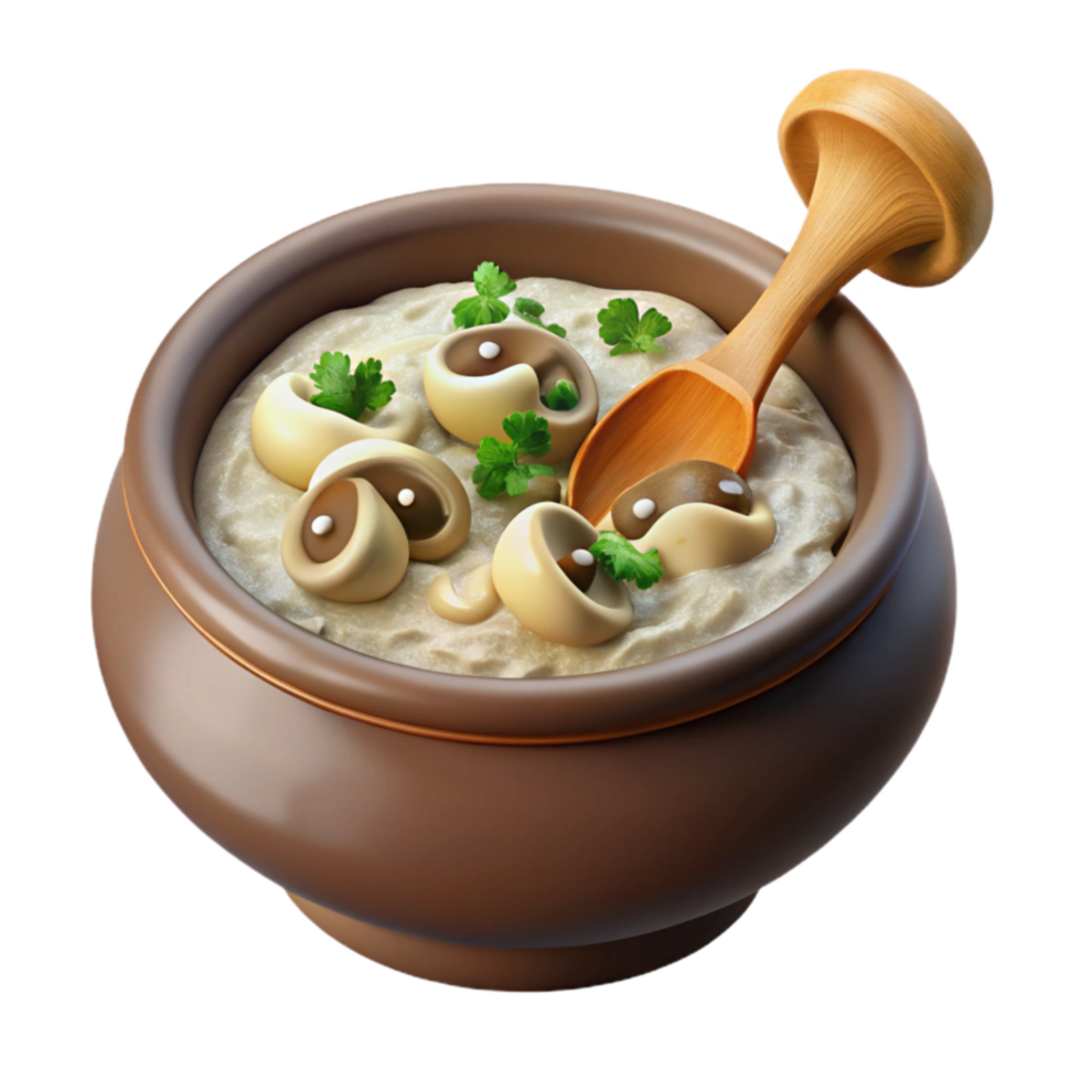 Creamy Mushroom Soup in Clay Pot png