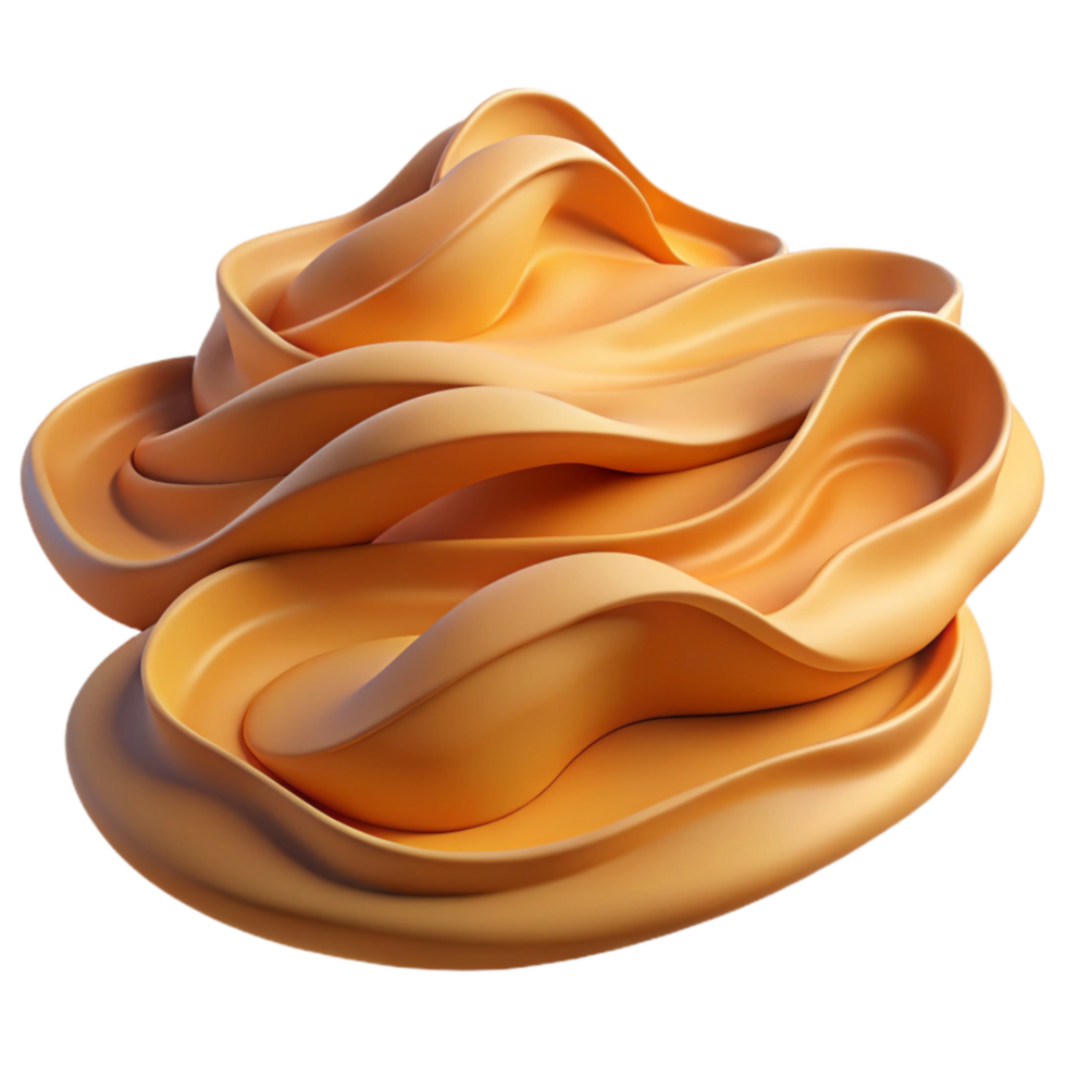 Abstract Orange Fluid, Swirling Liquid, 3D Render, Wave Design, Smooth Texture, Cream, Caramel, Golden Hues, Flowing Shapes png