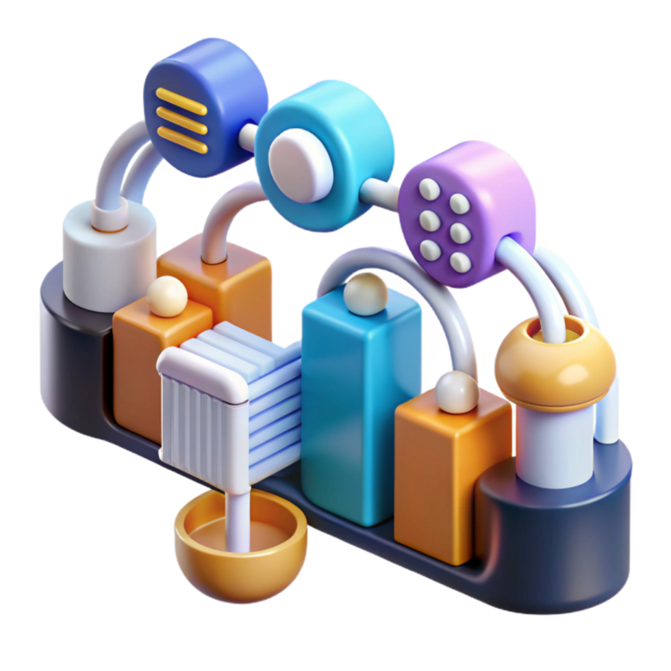 Abstract 3D Colorful Blocks Network System png
