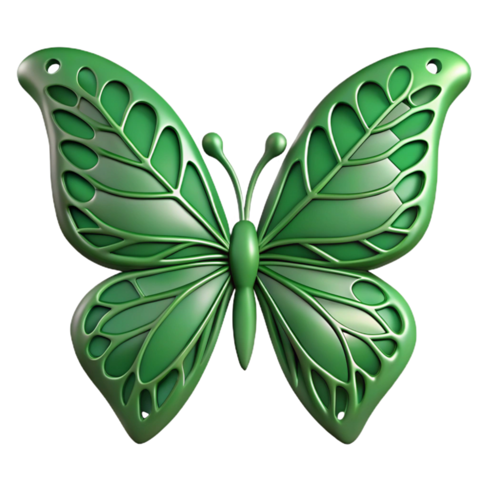 Green 3D Butterfly Design Intricate Wings, Nature Inspired png