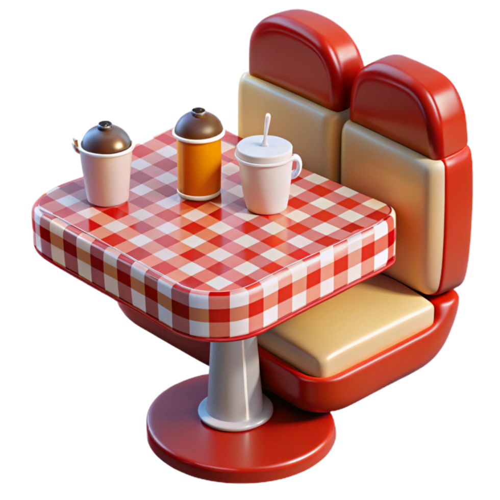 Retro Diner Table with Drinks png