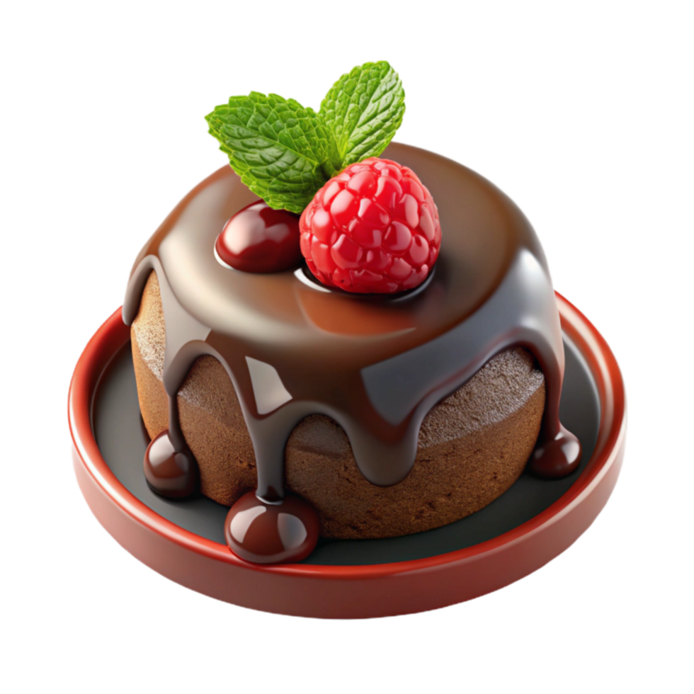 Decadent Chocolate Lava Cake with Raspberry png