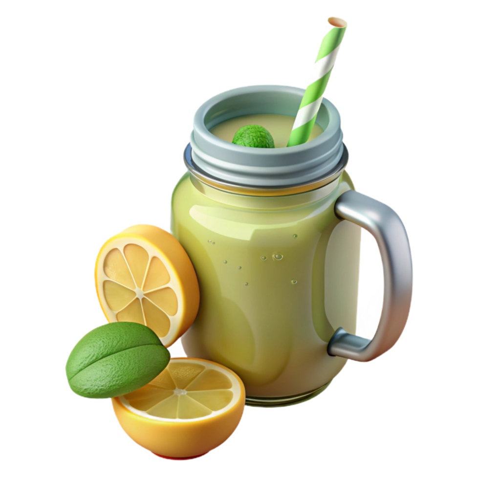 Refreshing Lemon Lime Smoothie in a Jar png