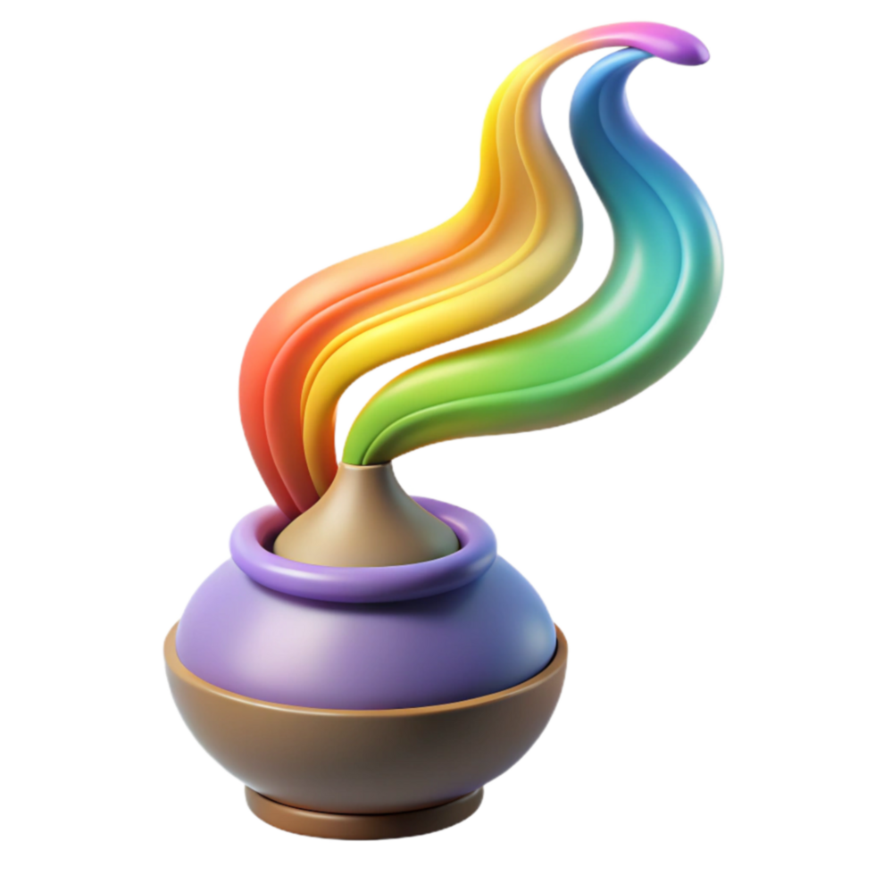 Rainbow Vapor from a Pot 3D Render png
