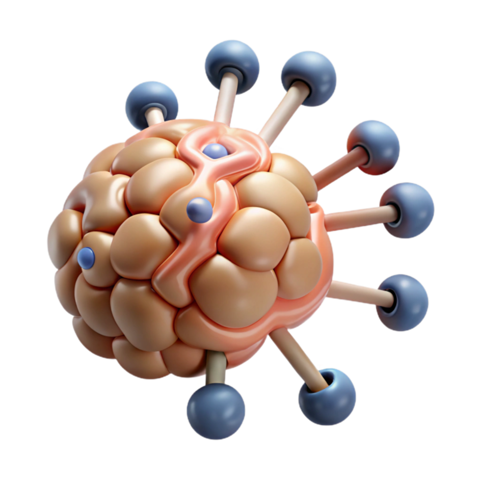 3D Render of Cellular Structure with Molecular Bonds png