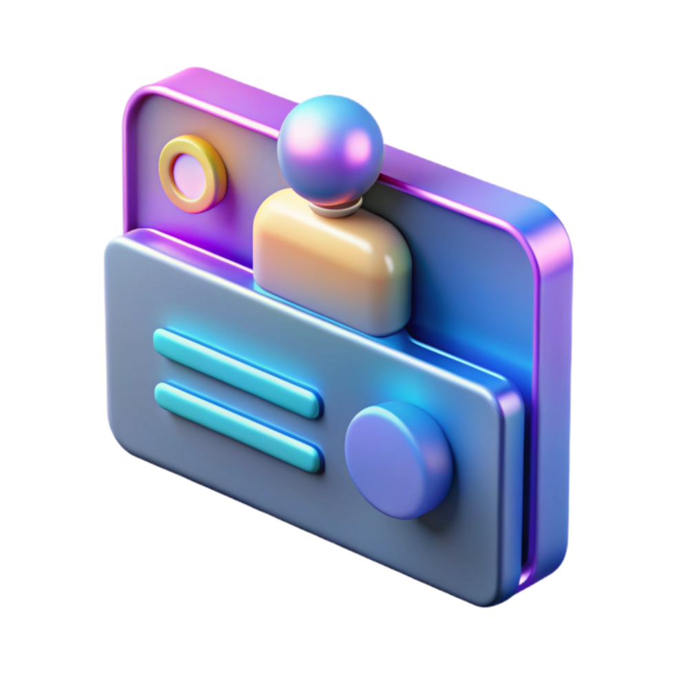 3D Render of Colorful User Profile Radio Icon png