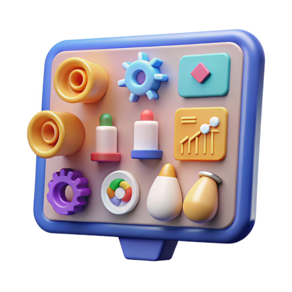 Dashboard UI Colorful 3D Icons for Data Visualization png