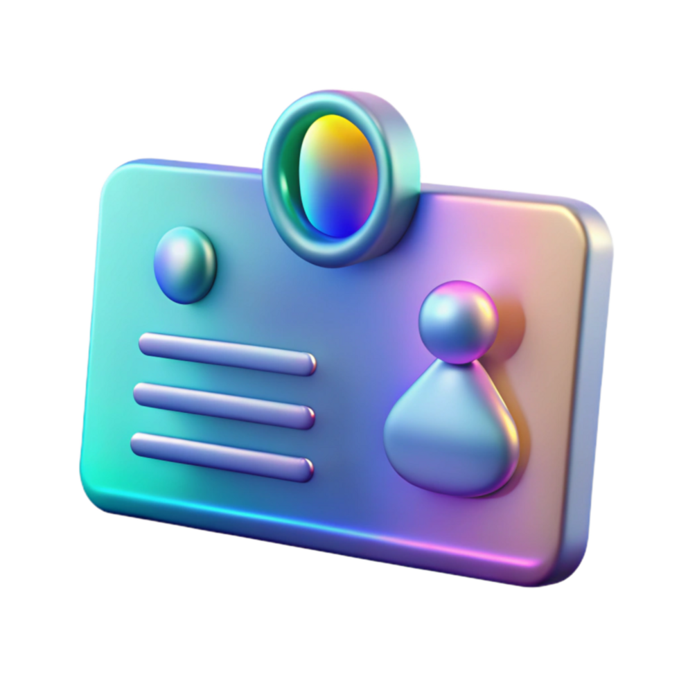3D Render of ID Card, Profile, Access, Identification, Digital, Badge, Membership, Security, Icon, Avatar png