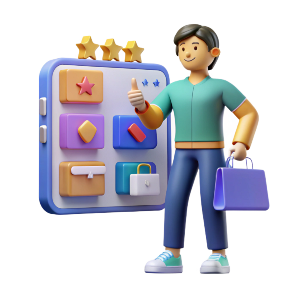 Positive User Experience App Interface Design with Shopping Bag png