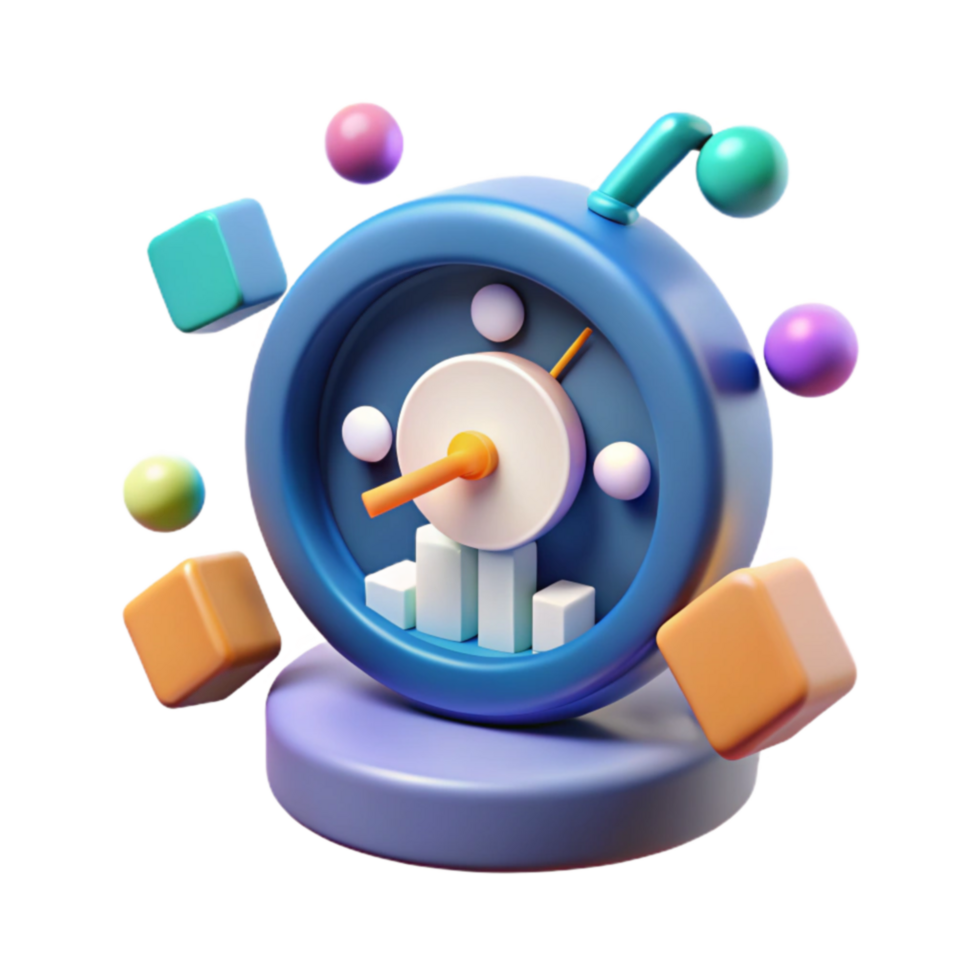 3D Abstract Clock Time, Data, Progress, and Growth Visualization png