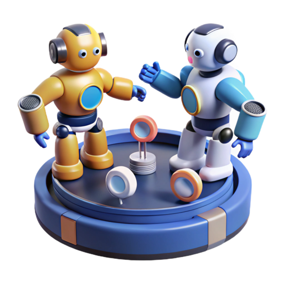 Friendly Robots Collaborating on a Circular Platform png