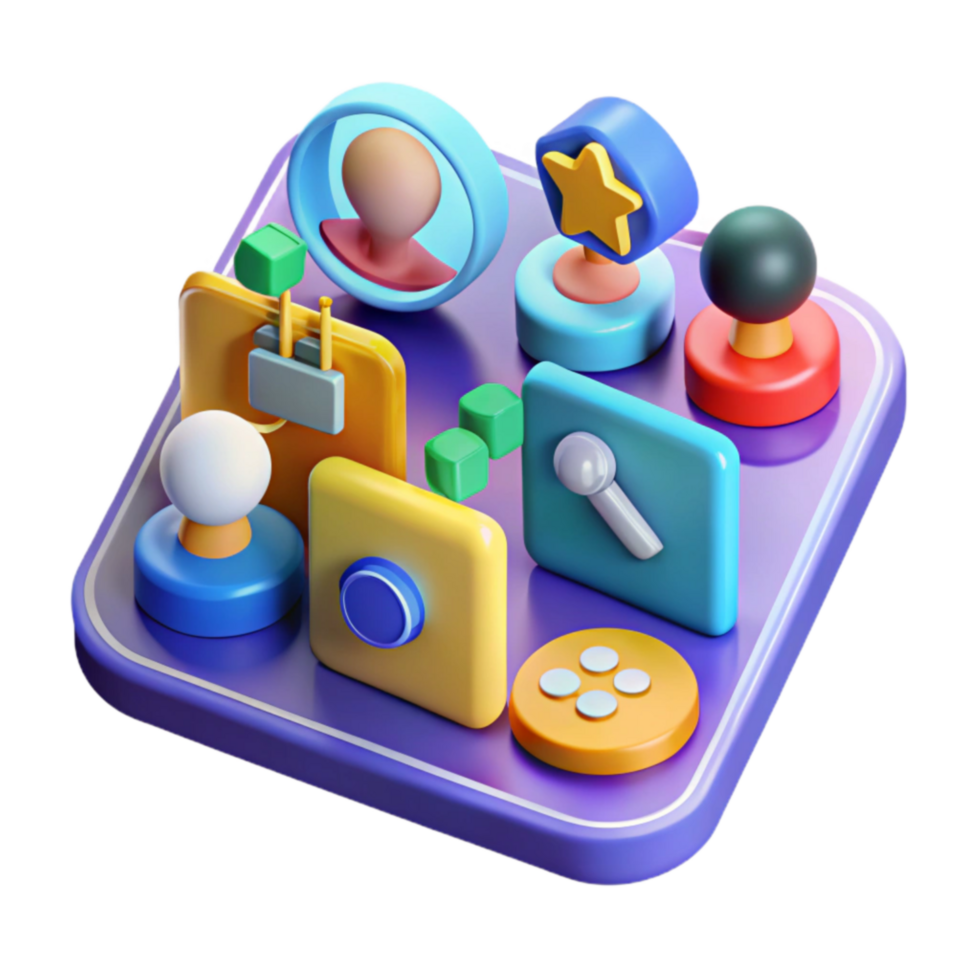 Interactive 3D App Icons User Interface Design png