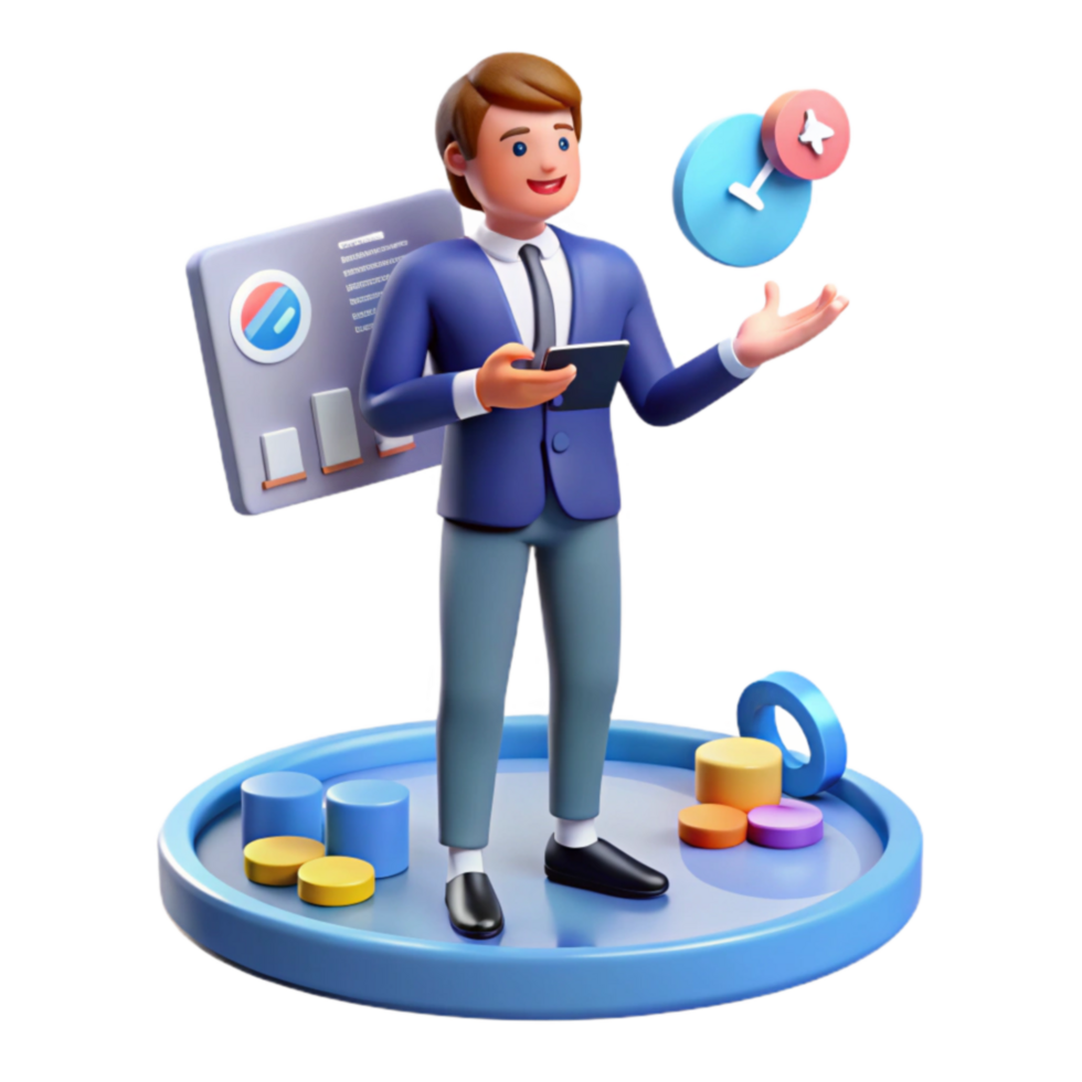 Businessman Analyzing Data Growth Metrics png