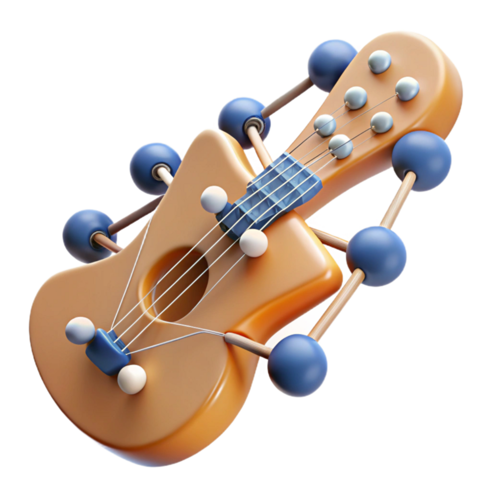 Abstract 3D Guitar Model Unique Musical Instrument Design png