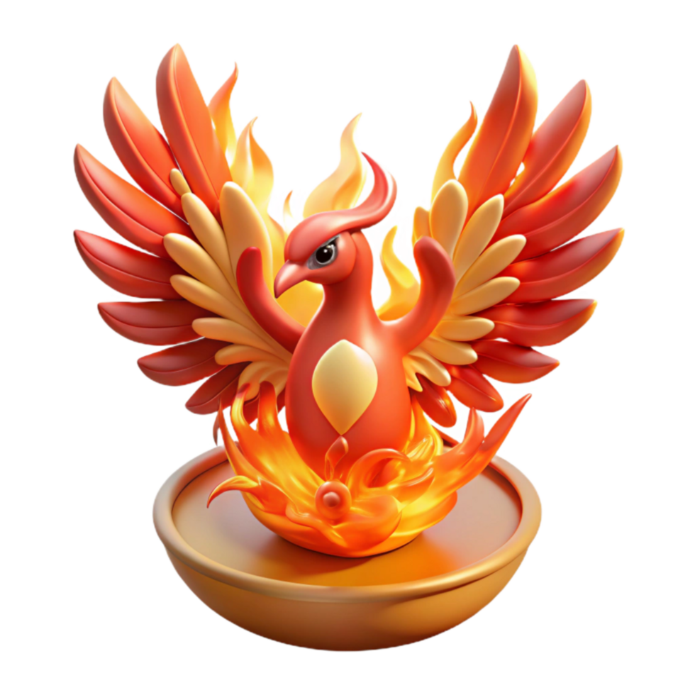 Fiery Phoenix Mythical Bird, 3D Render, Fantasy Art png