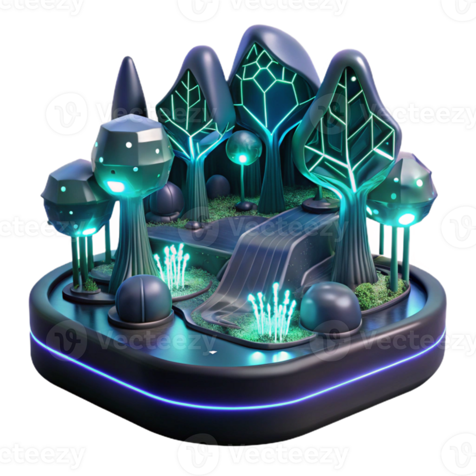 Enchanted Glowing Forest 3D Digital Landscape png