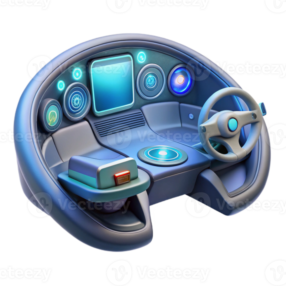 Futuristic Vehicle Cockpit Interactive Dashboard Design png