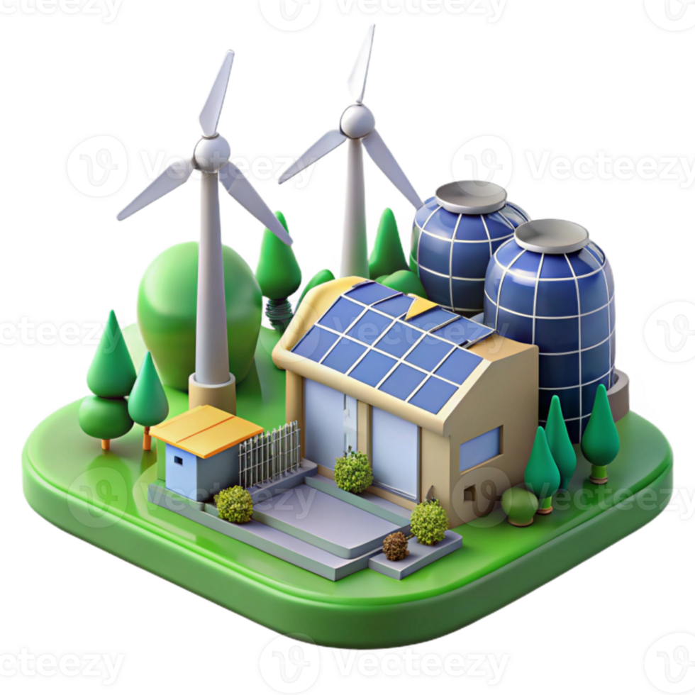 Sustainable Energy Wind, Solar, and Biogas Power png