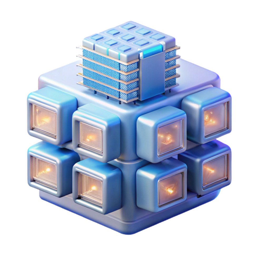 Futuristic Data Cube Modular, Advanced, Networked System png