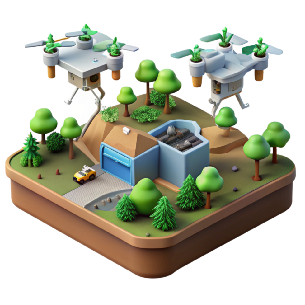 Drone Delivery System Autonomous Aerial Transportation in Green Environment png