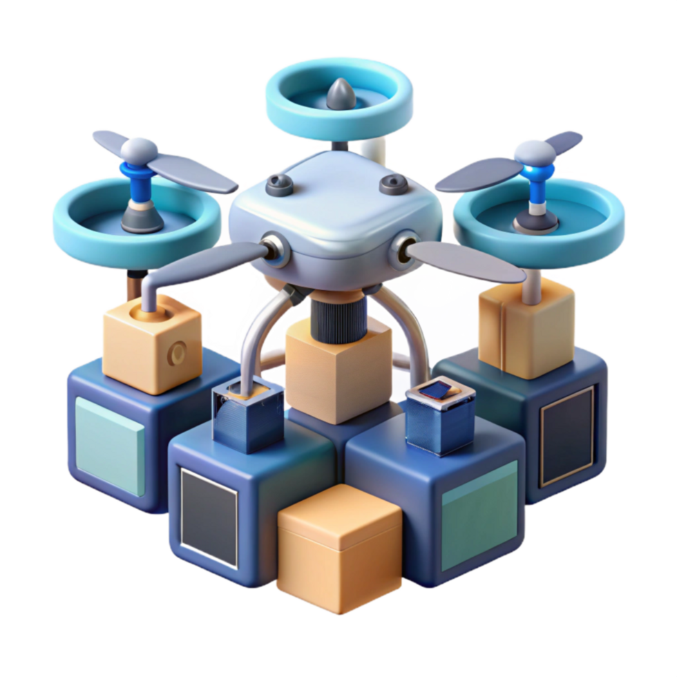 Drone Delivery System Automated Package Transport and Logistics png
