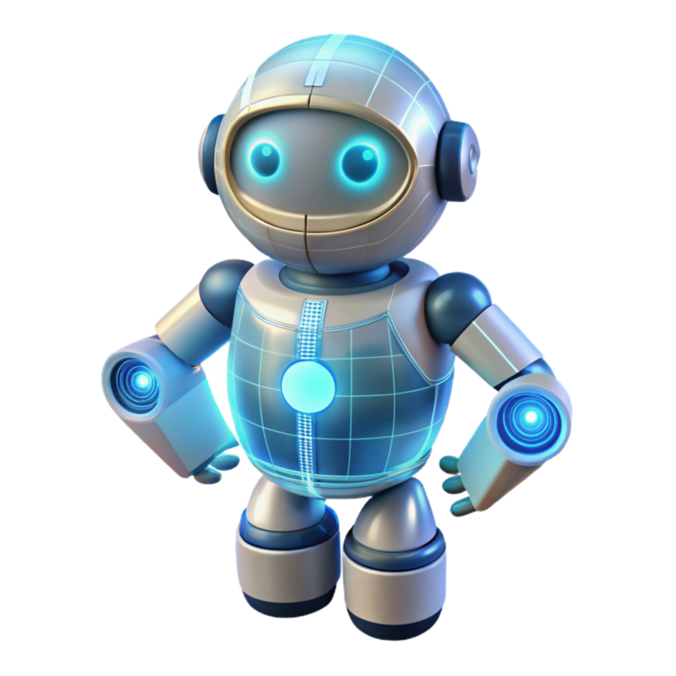 Friendly Robot AI, Technology, Future, Automation, Innovation, Digital, Cute, 3D Render, Machine Learning png