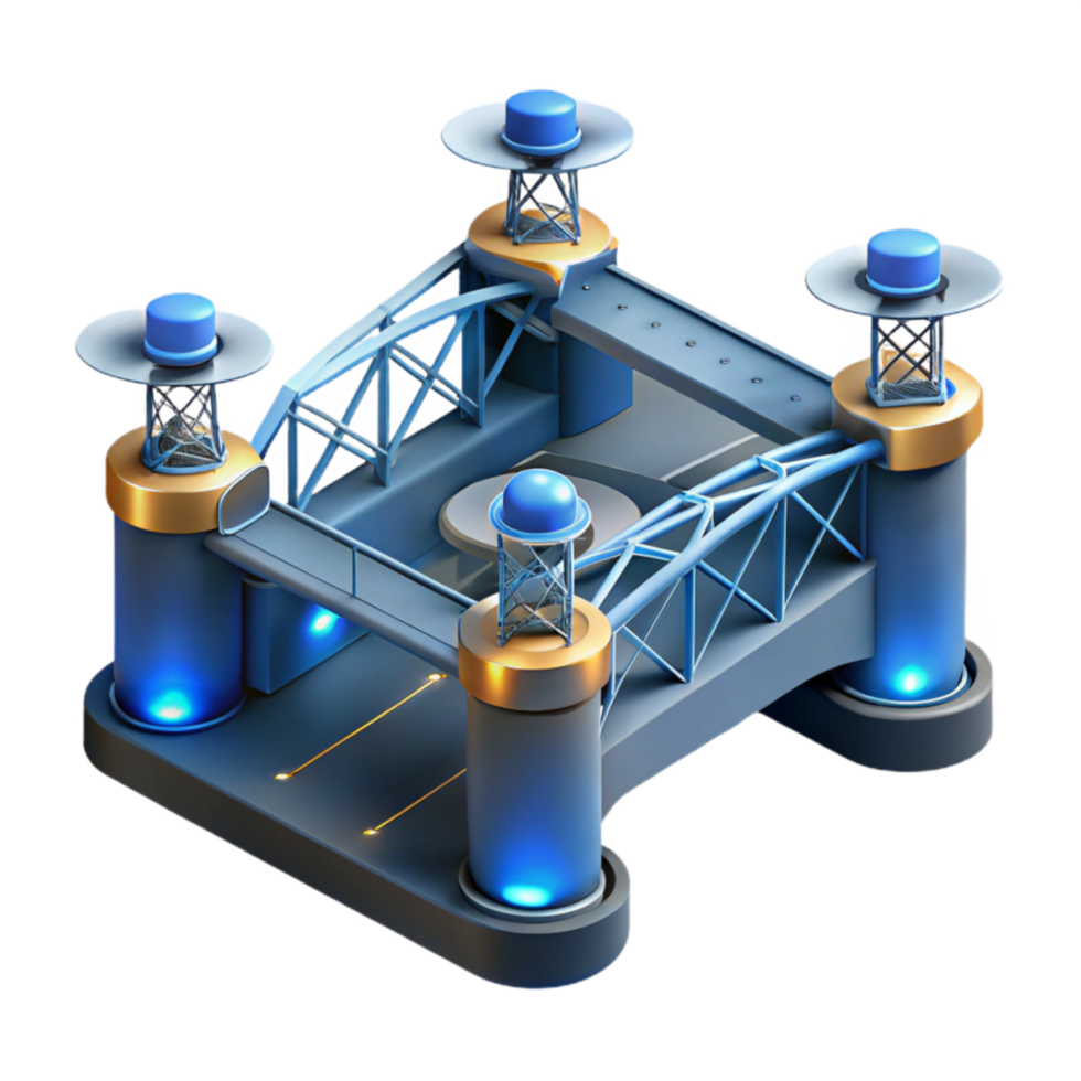 Futuristic Bridge Design Isometric 3D Model png