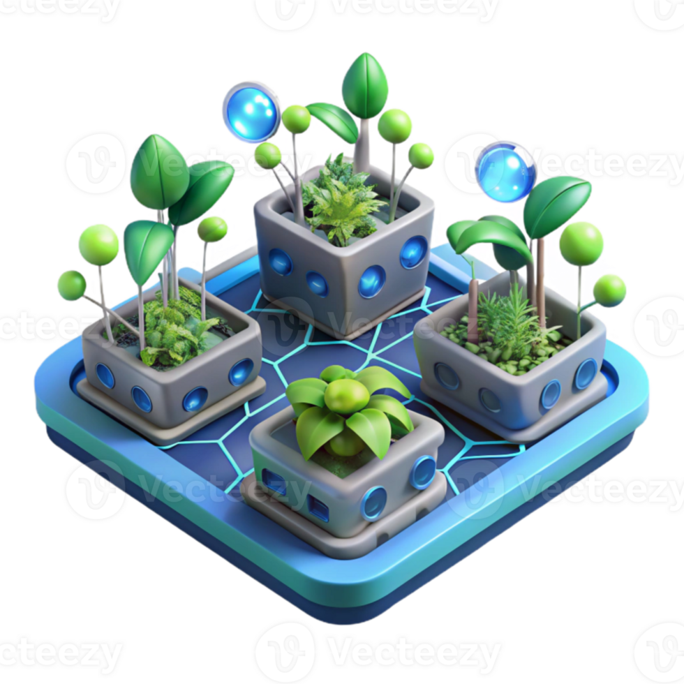 Futuristic Smart Pots Indoor Gardening System png