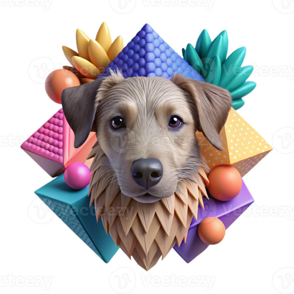 Cute Puppy in Geometric Wonderland png