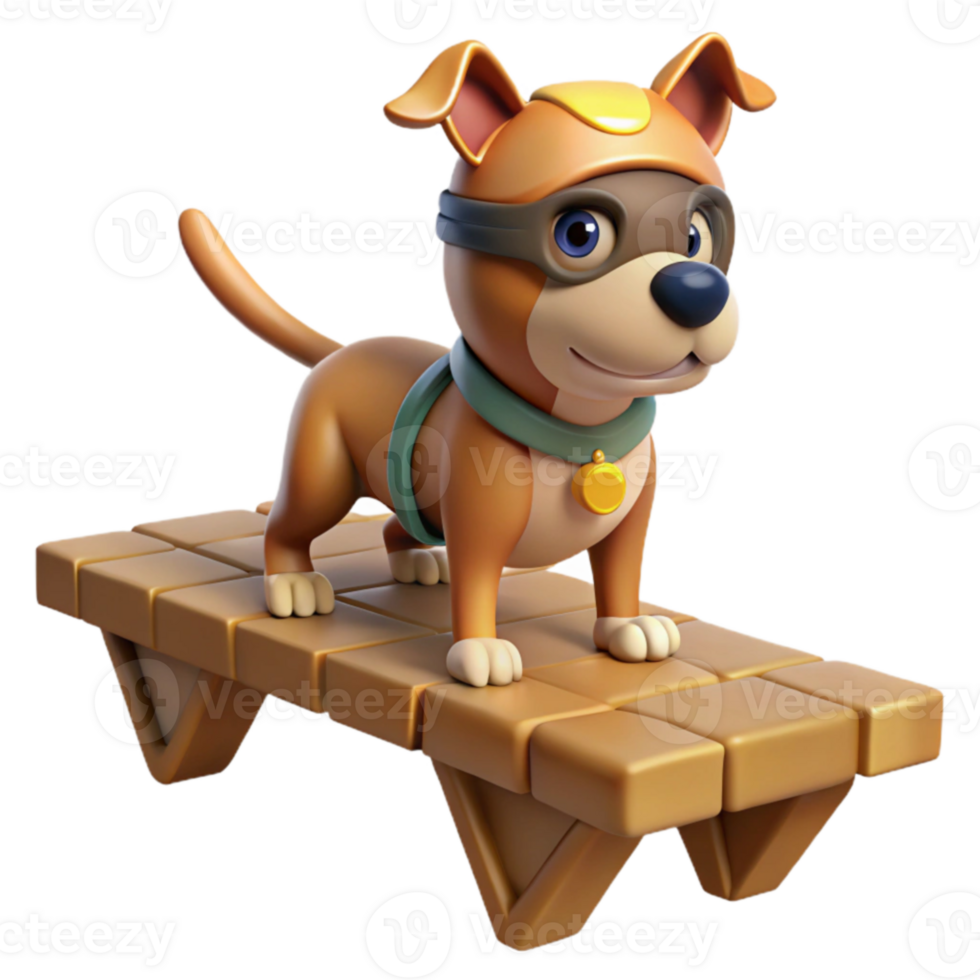 3D Cartoon Puppy on Platform png