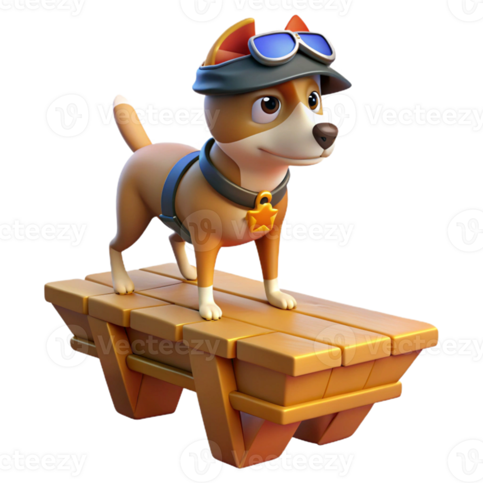 3D Cartoon Dog on Picnic Table png