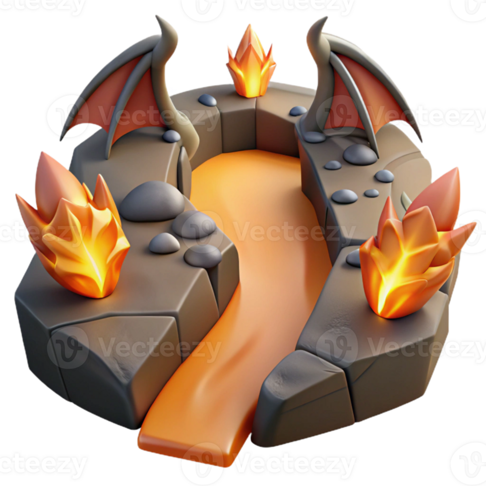 Lava Flow with Dragon Wings and Fire png