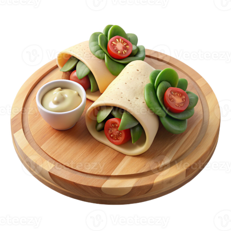 Delicious Veggie Wraps with Creamy Dip png