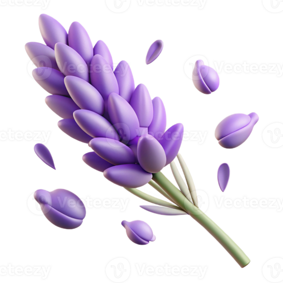 Lavender Flower, Petals, Bloom, 3D Render, Purple, Floral, Botany, Nature, Plant, Aromatic png