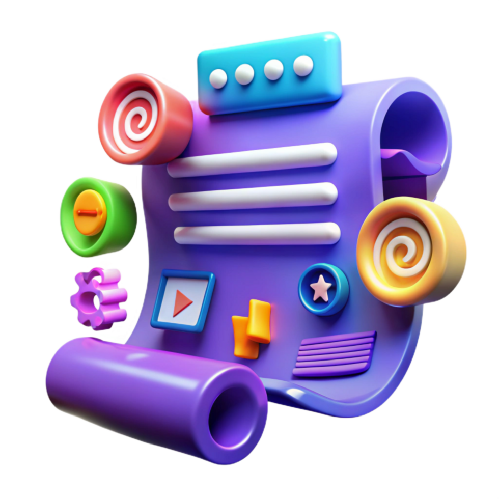 Colorful 3D Scroll with UI Elements png