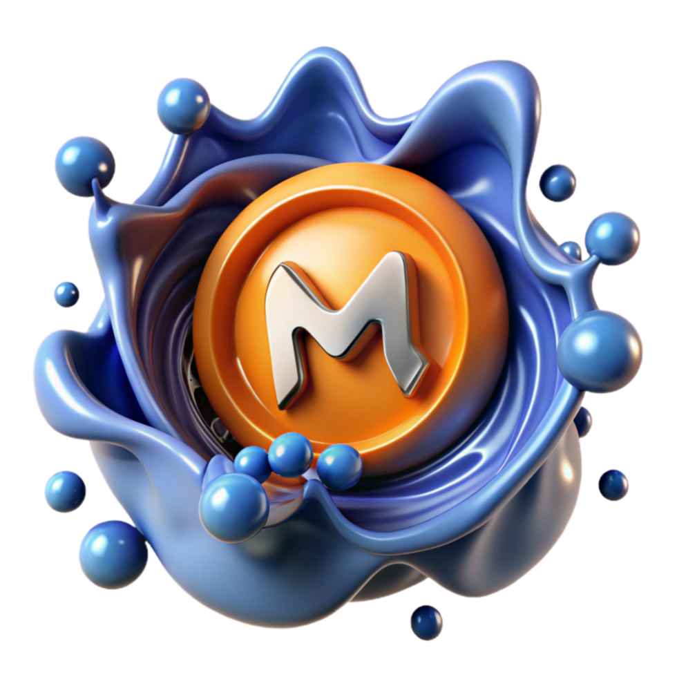 Abstract Coin Liquid Dynamics, Currency Symbol M png