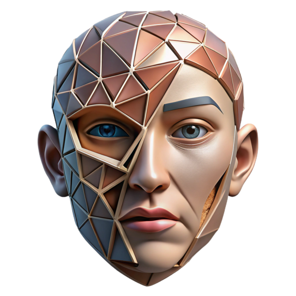Geometric Face Digital Art, 3D Model, Abstract Portrait png