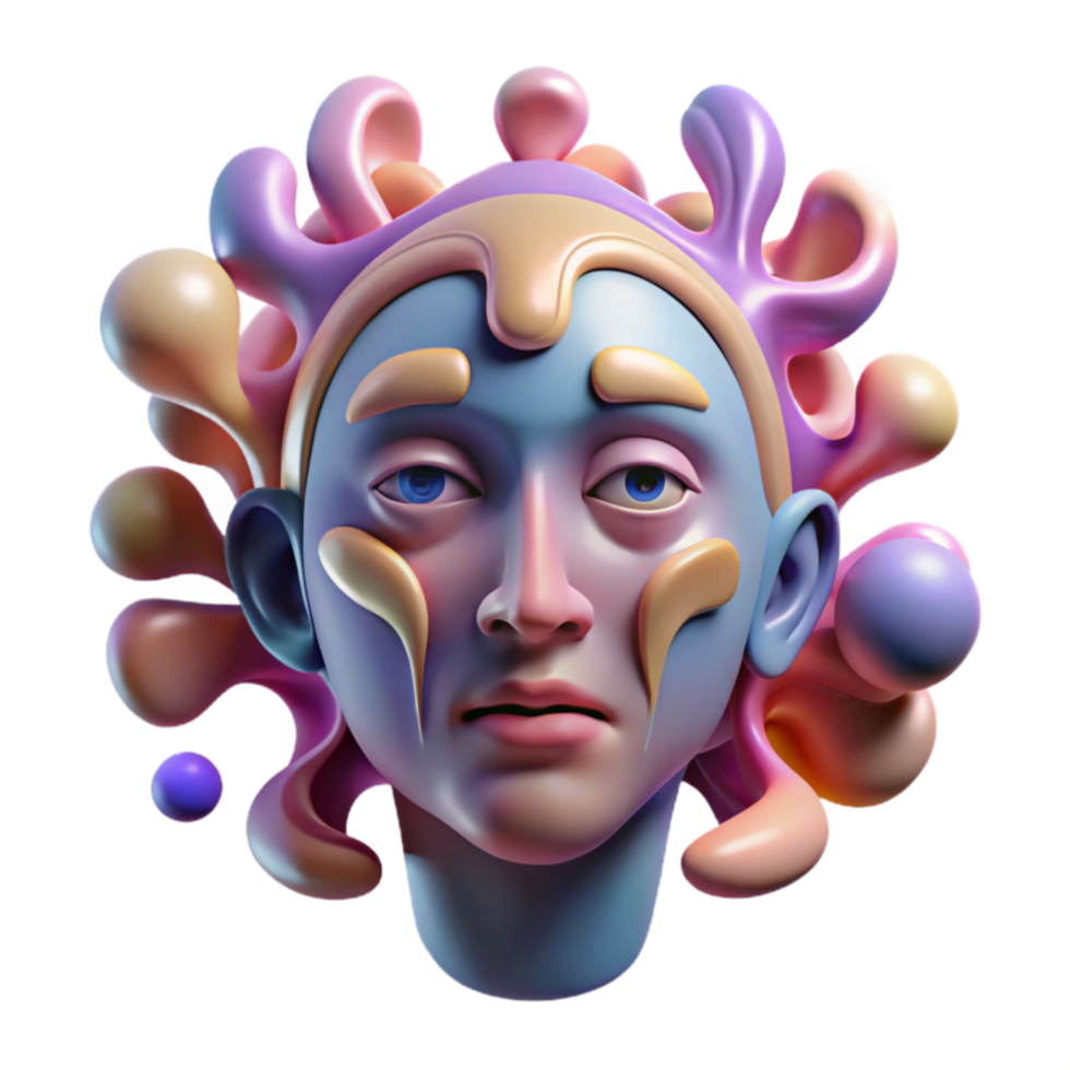 Abstract 3D Head with Surreal Sculpting png