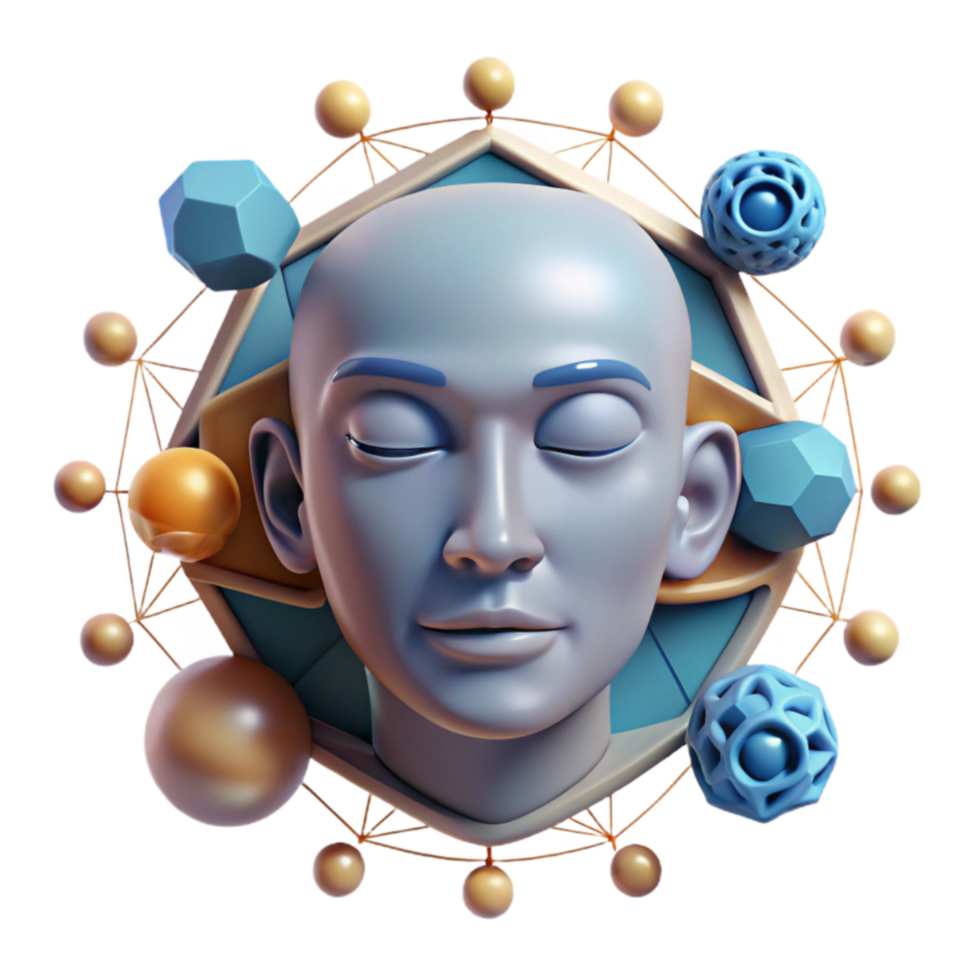 Mindfulness, Geometry, and Serenity A 3D Abstract Artwork png