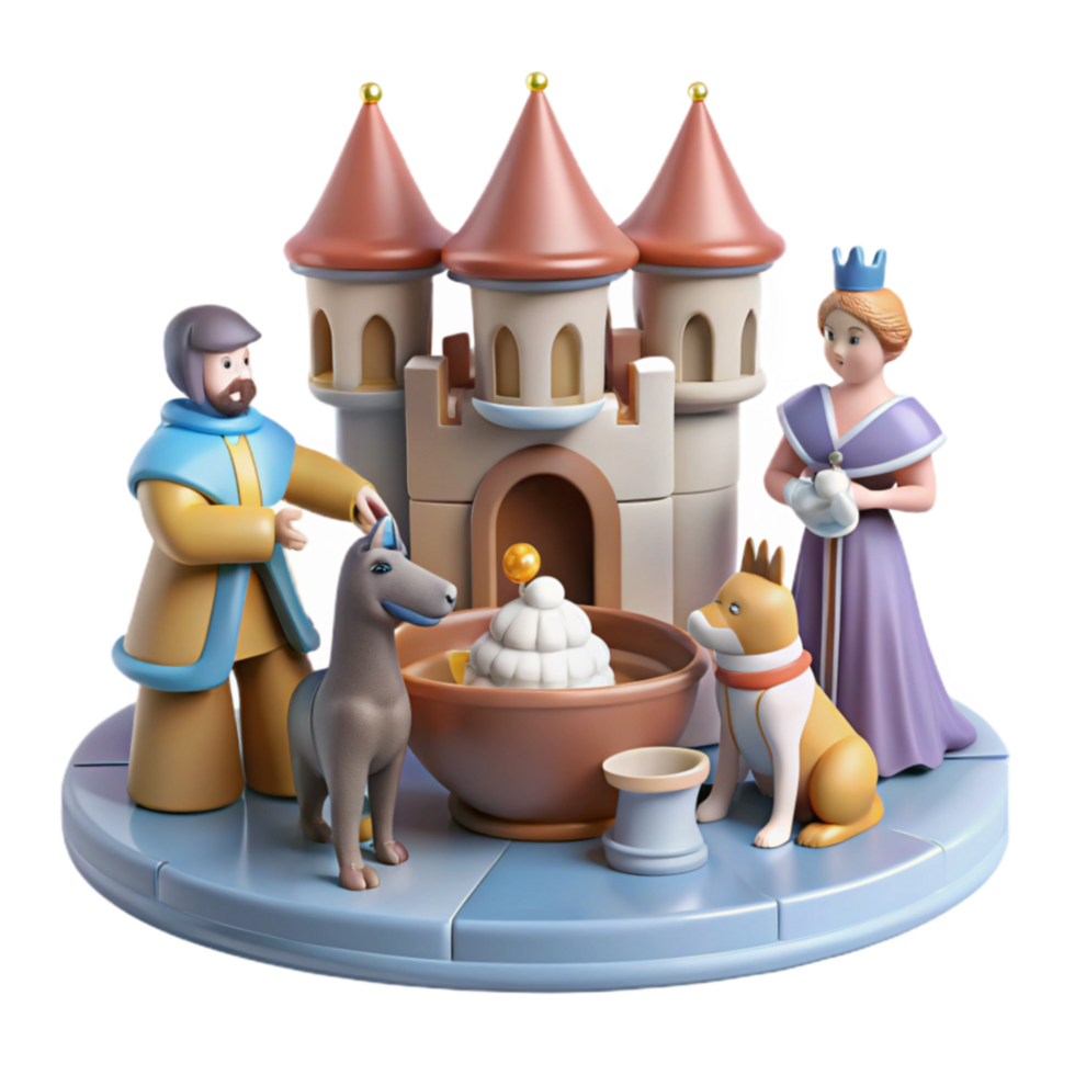Fairytale Castle Playset Princess, Knight, Animals Fountain png